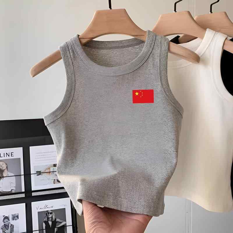 子供服 女の子用 タンクトップ グレー コットン ノースリーブ Tシャツ 春夏 カジュアル トップス カットソー ガールズ 女児 普段着 おしゃれ かわいい