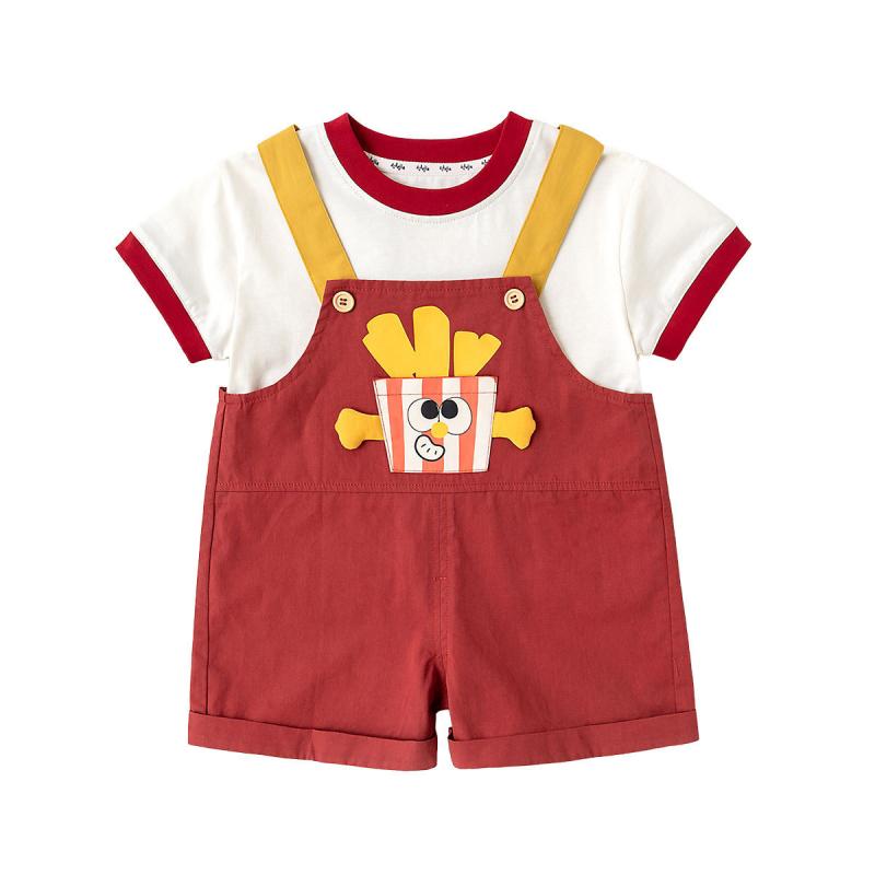 ベビー服 夏物 上下セット 男の子 女の子 半袖 ショートパンツ 薄手 綿 かわいい イラスト 80 90 100 110 120 130 夏