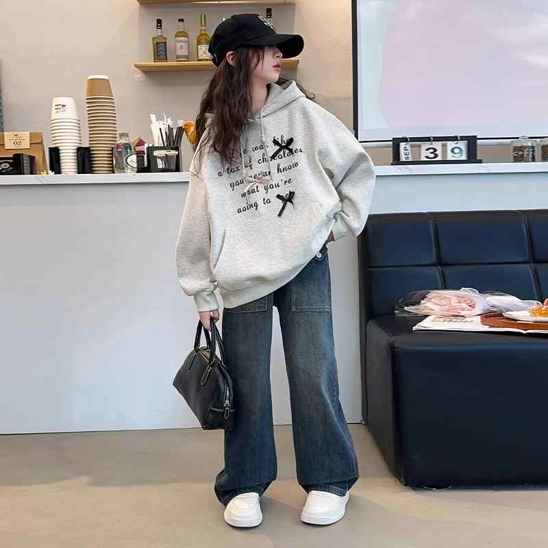 子供服 ガールズ パーカー 春秋 薄手 長袖 プルオーバー フード付き トップス ゆったり かわいい 蝶結び 無地 通学 普段着 パープル系 ベージュ系