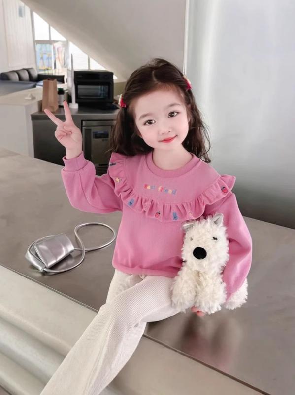 其它 - 子供服 スウェット ガールズ 春秋 長袖 トレーナー 裏起毛 トップス 女の子 かわいい カジュアル 普段着 パープル系 ベージュ系