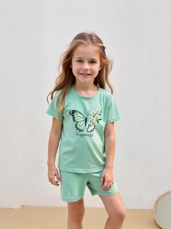 Tシャツ 女児服 子供服 パンツセット 2点セット 半袖 ショートパンツ プリント アニマル 快適 普段着 部屋着 運動着