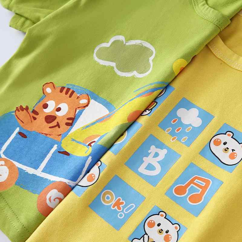ベビー服 上下セット 半袖 短パン 薄手 夏服 男の子 女の子 幼児 子供服 綿 カートゥーン アニマル かわいい 80 90 100 110 120 130cm