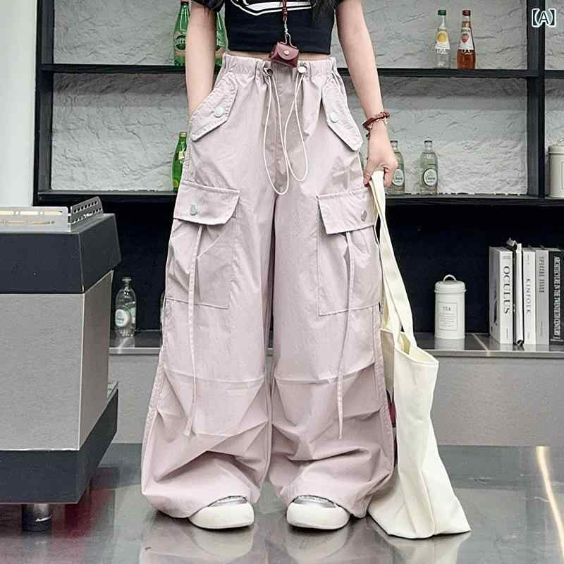 キッズ ガールズ ワークパンツ カジュアルパンツ ゆったり ワイドレッグ ロングパンツ 春夏 薄手 速乾性 スポーツ 普段使い 部屋着