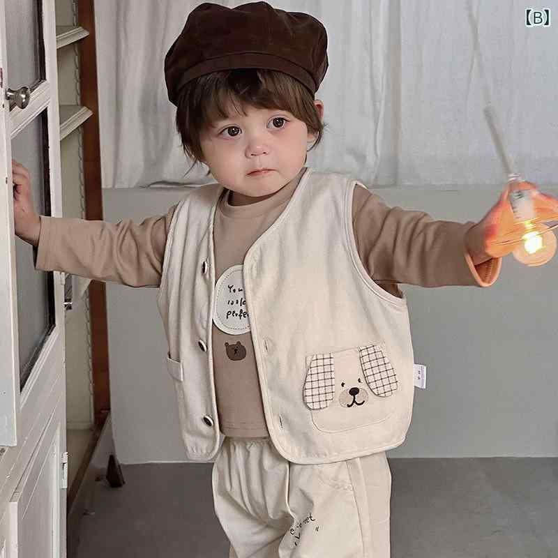 ベビー服 ベスト 男の子 カートーン柄 トップス コットン100% 赤ちゃん 幼児 ノースリーブ かわいい 保育園着 普段着 パープル ベージュ 3