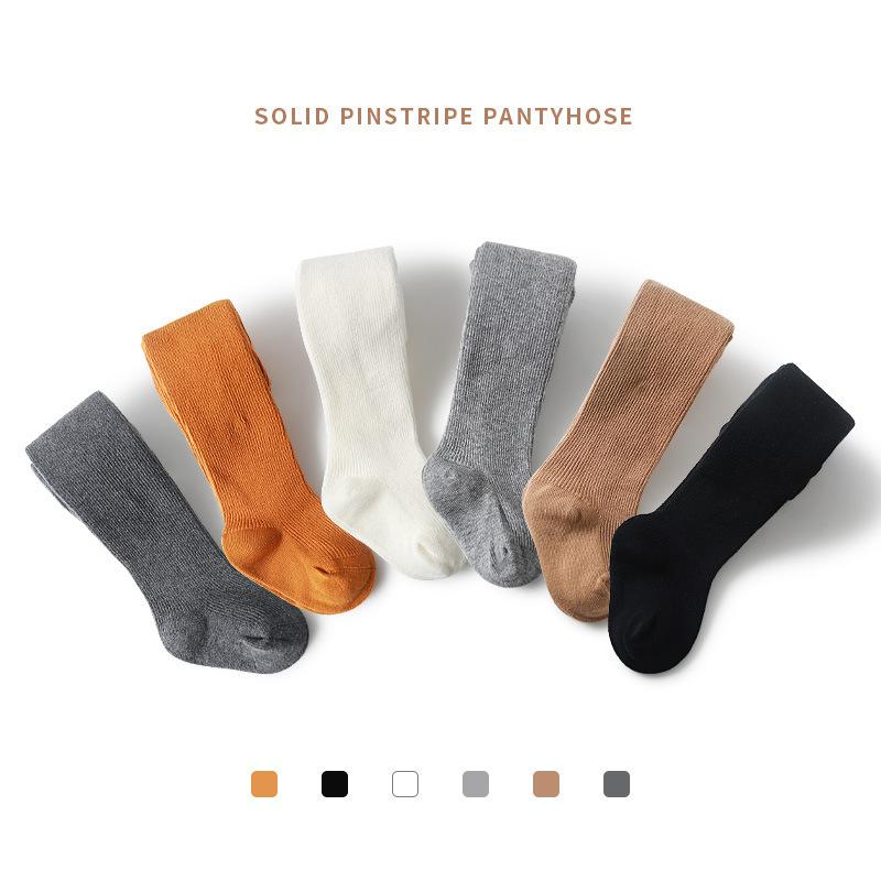 子供服 タイツ & レギンス ベビー 赤ちゃん 精梳綿 コットン 女の子 ガールズ 長ズボン ストッキング 70 80 90 100 110 120 130 cm 春秋 無地 かわいい おしゃれ グレー アイボリー イエロー ブラック