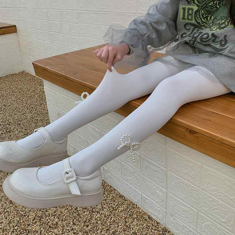 子供用タイツ 春秋 女の子 パール 蝶結び レギンス ベビー 一体型 長ズボン ソックス 精梳綿 通気性 吸汗性 ホワイト ブラック グレー 90cm 100cm 110cm 120cm