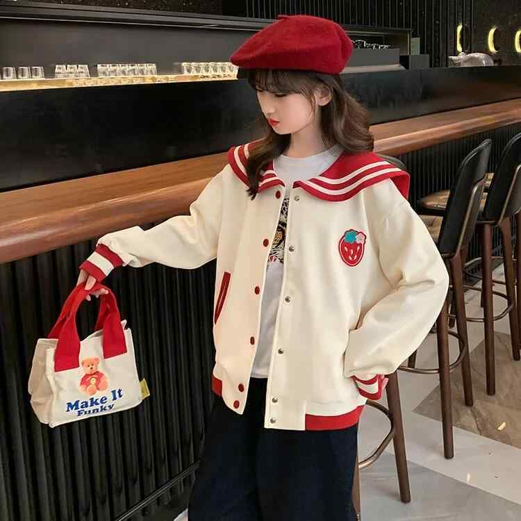 子供服 女の子 ジャケット 春秋 ブルゾン ジャンパー かわいい カジュアル 普段使い 通学 遠足 運動会 発表会 習い事 紺 赤 120 130 140 150 160 170