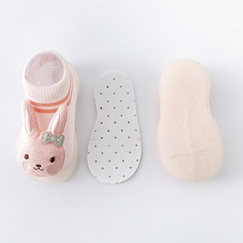靴下 ベビー キッズ 床用ソックス 滑り止め付き ルームシューズ 春夏 柔らかい 綿 通気性 吸汗性 防臭 スポーツ かわいい 小ウサギ 小鹿 車柄