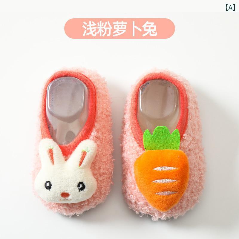 靴下 キッズ ベビー 床 ソックス 滑り止め付き 秋冬 薄手 ショート カートゥーン 綿 室内 6ヶ月 1歳 2歳 3歳 4歳(x3)