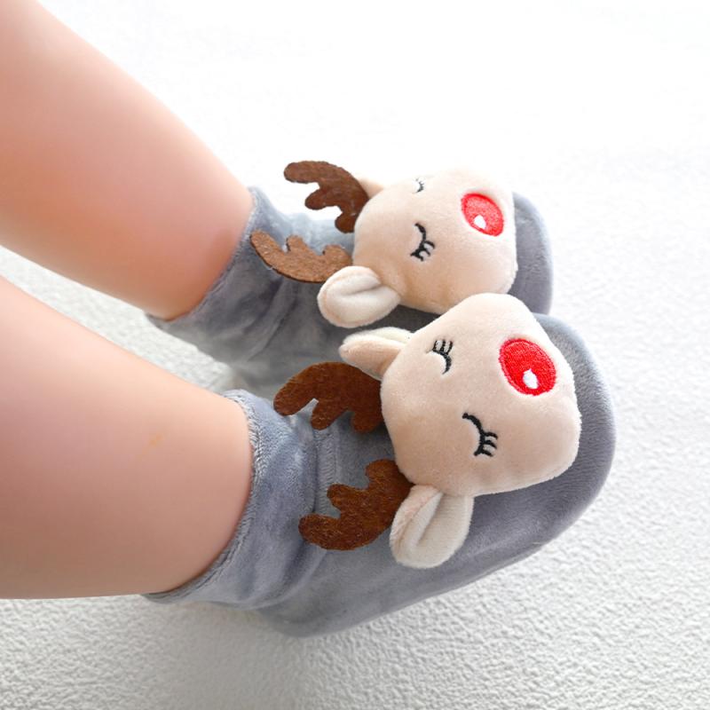 靴下 ベビー キッズ 厚手 滑り止め付き ルームソックス 冬用 暖かい ショート丈 アニマル柄 幼児 子供用