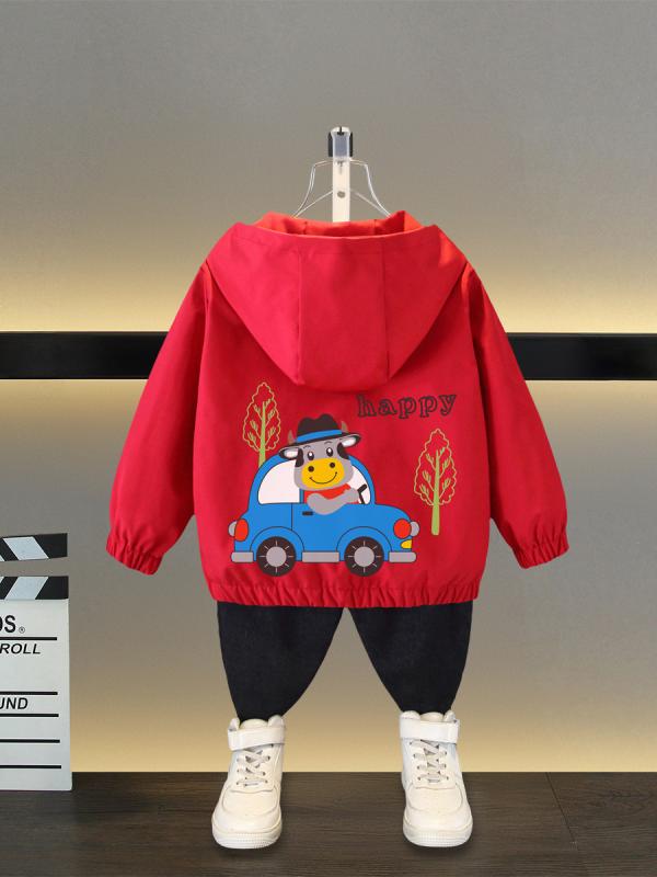 Cardigans - キッズ ジャケット 子供 春秋 かわいい カートーン柄 ポリエステル 長袖 フード付き アウター 男の子 女の子 普段使い 通園 通学 90 100 110 120 130 140 150 160