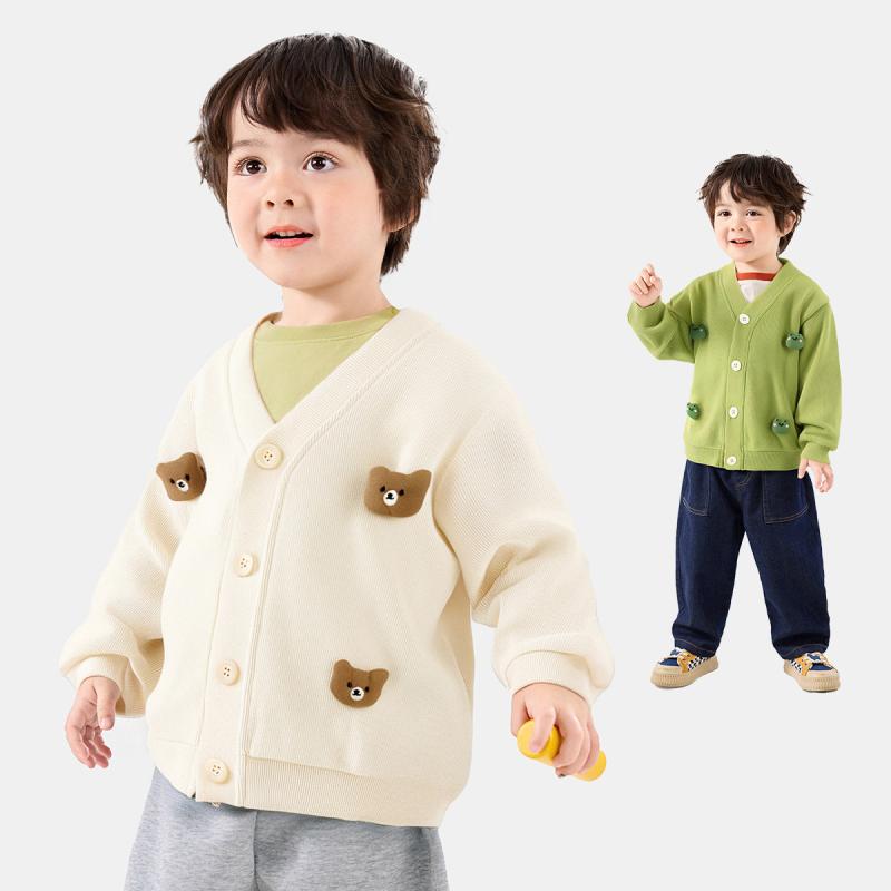 キッズ カーディガン 春物 ベビー服 男の子 女の子 ニット アウター かわいい 幼児 普段着 長袖 コットン 黄色 緑色 ピンク系 80cm 90cm 100cm 110cm 120cm