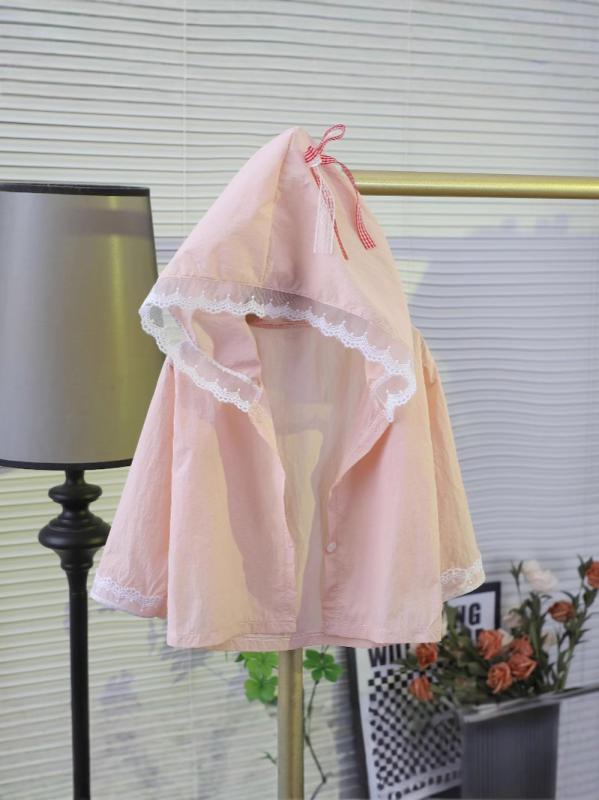 子供服 ガールズ 薄手パーカー キッズ 女の子 レース 蝶結び フード付き 接触冷感 吸湿速乾 紫外線対策 日焼け止め イエロー グリーン パープル ホワイト ピンク系 80 90 100 110 120 130 140 150 160