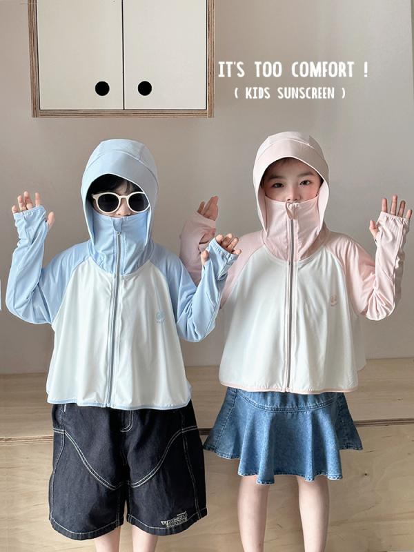 子供用パーカー UVカット キッズ 薄手 ラッシュガード 接触冷感 紫外線対策 通気性 スポーツ アウトドア 春夏 パープル ブルー ピンク系 90 100 110 120 130 140 150