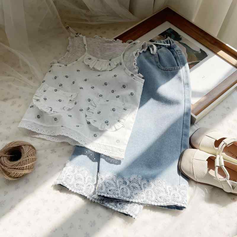 子供服 パンツセット 夏 女の子 キャミソール デニムパンツ 3点セット 薄手 かわいい おしゃれ 普段着 ..