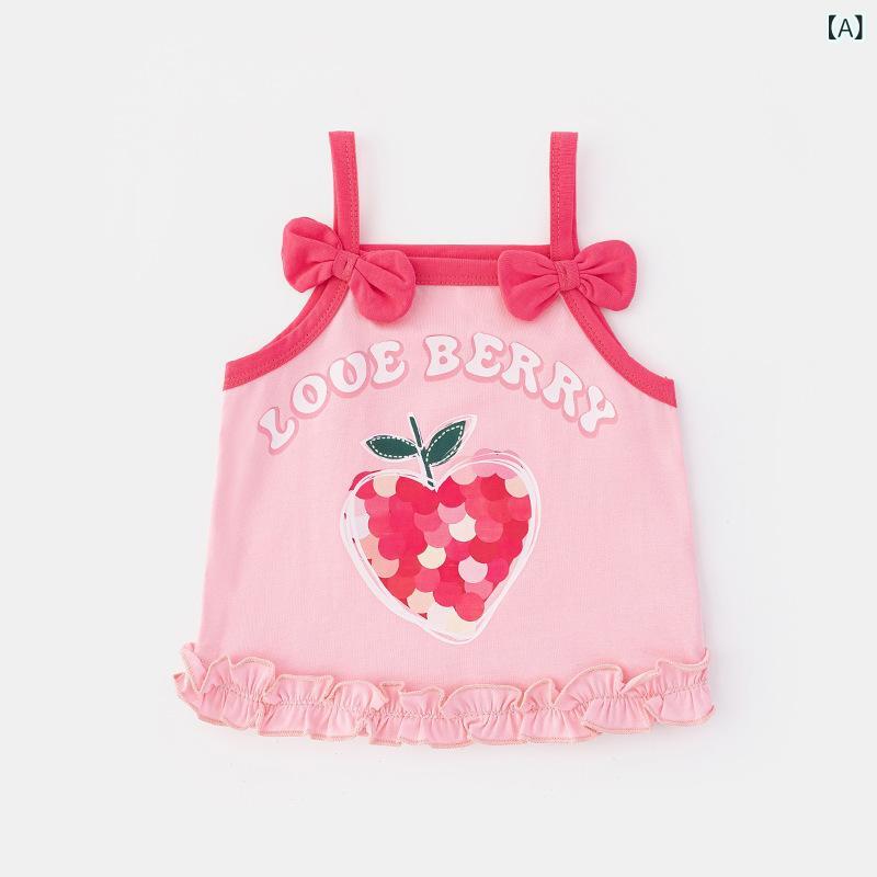 ベビー服 女の子 キャミソール トップス かわいい柄 コットン 薄手 ショートパンツ...