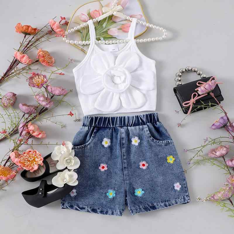 キッズ 女の子 セットアップ ノースリーブ トップス ショートパンツ 上下セット 夏 綿 カジュアル 普段..