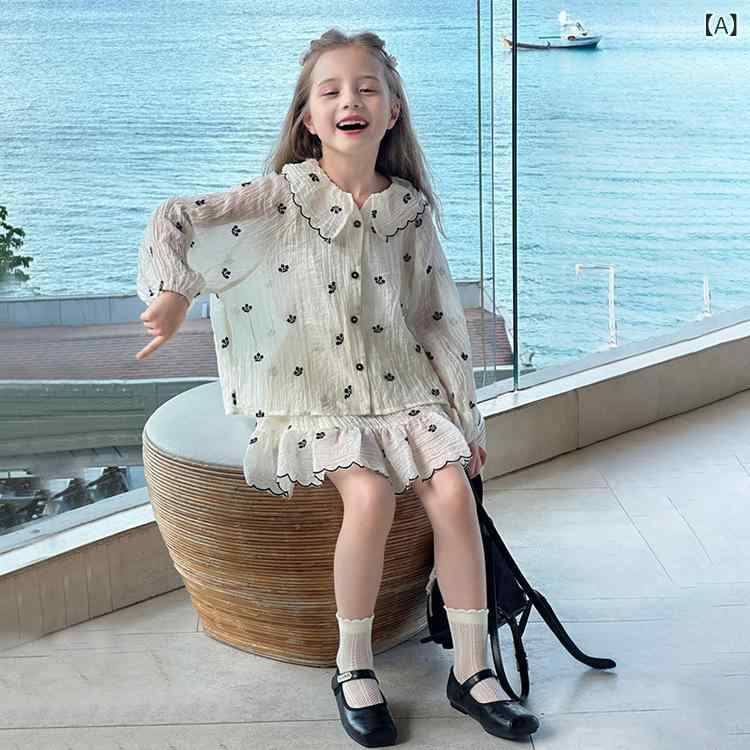 子供用セットアップ ワンピース 女の子 チュールスカート付きドールシャツ & ...
