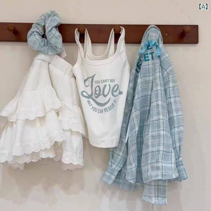 キッズ 女の子 シャツ ブラウス 長袖 チェック柄 トップス スカート セットアップ ...