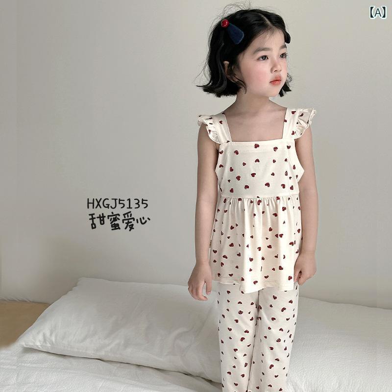 キッズ 女の子 タンクトップ ショートパンツ 上下セット パジャマ ルームウェア 春夏 綿100％ かわいい..