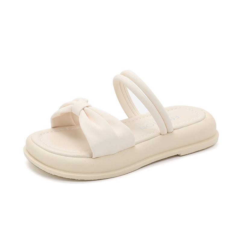 キッズ 厚底サンダル 女の子 子供靴 一本バンド 蝶結び 4歳 5歳 6歳 7歳 8歳 9歳 10歳 11歳 12歳 小学生 女児 普段履き ビーチサンダル 黒 白 アウトドア 滑り止め 履きやすい 歩きやすい(4.0)