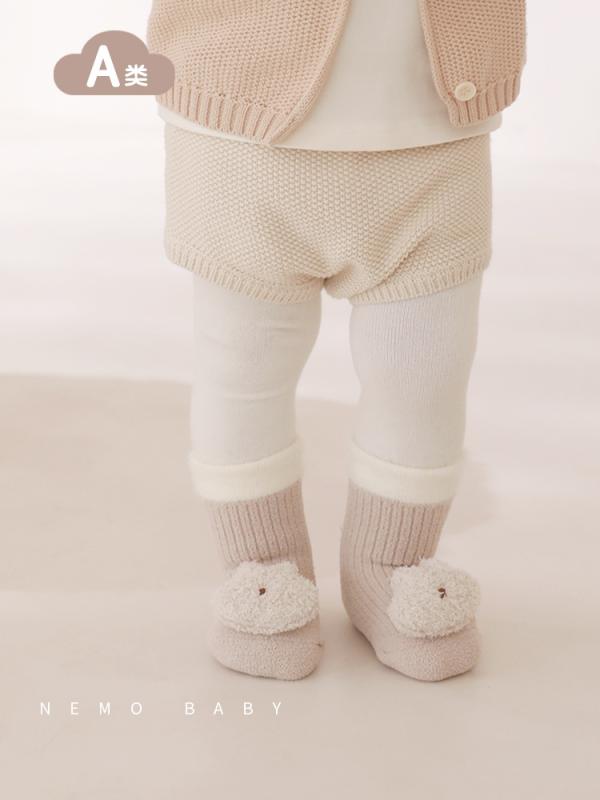 靴下 ベビー 新生児用ソックス 冬用 厚手 保温 アニマル柄 かわいい ポリエステル