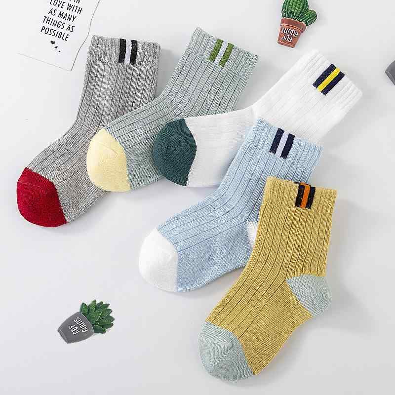 靴下 キッズ ベビー 子供用 秋冬用 精梳綿混紡 中筒ソックス 男の子 女の子 幼児 小学生 無地 厚手 吸汗性 春 秋 冬 5足セット かわいい クマ ウサギ ニコちゃん 星柄 クローバー S M L XL