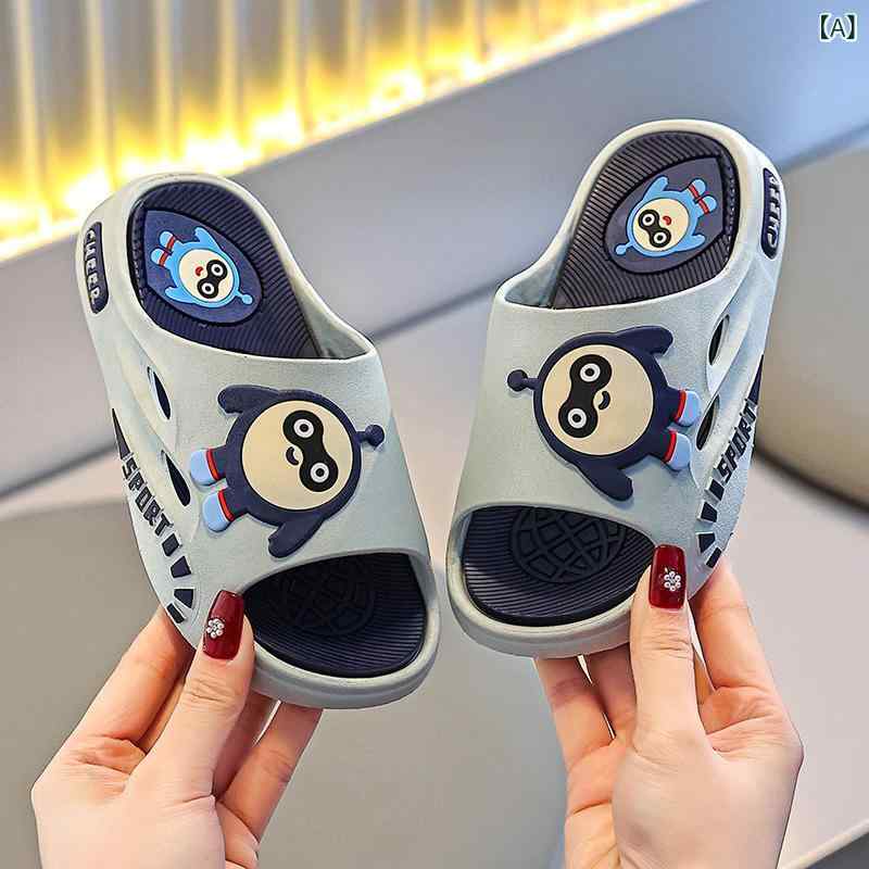 サンダル キッズ 子供 男の子 女の子 カートゥーン ソフトボトム 滑り止め バスルーム 室内履き グレー..