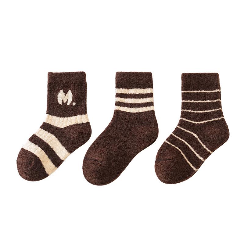 靴下 キッズ 冬用 厚手 ソックス 男の子 女の子 中筒丈 秋冬 3足セット 毛混 暖かい 柔らかい 通園 通学 普段使い