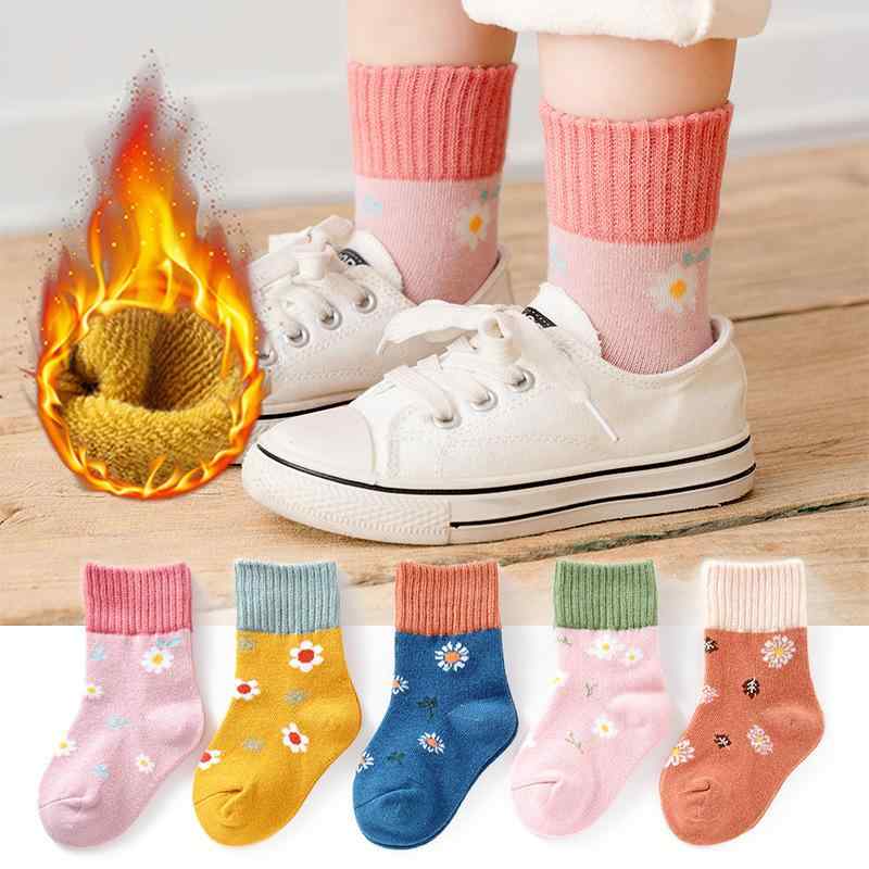 靴下 キッズ 秋冬 厚手 ソックス 冬 暖かい 男の子 女の子 中筒 ベビー かわいい 花柄 恐竜 いちご 1歳..