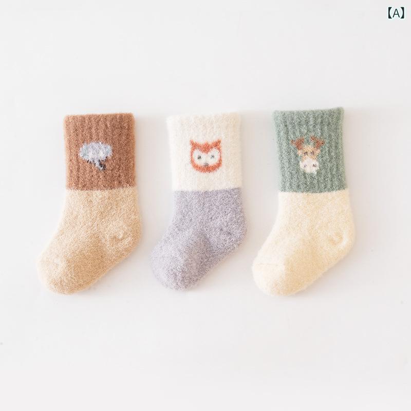 靴下 キッズ ベビー 中筒 ソックス 3足 セット 秋冬 春 通気性 かわいい 新生児 男の子 女の子