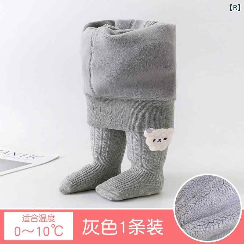 子供用レギンス ベビー タイツ 裏起毛 厚手 冬 あったか 一体型 フリース カートゥーン プリンセス 秋冬 新生児 幼児 女の子 無地 開き可能 白 黒 灰色 XS S 60cm 70cm 75cm 80cm 3