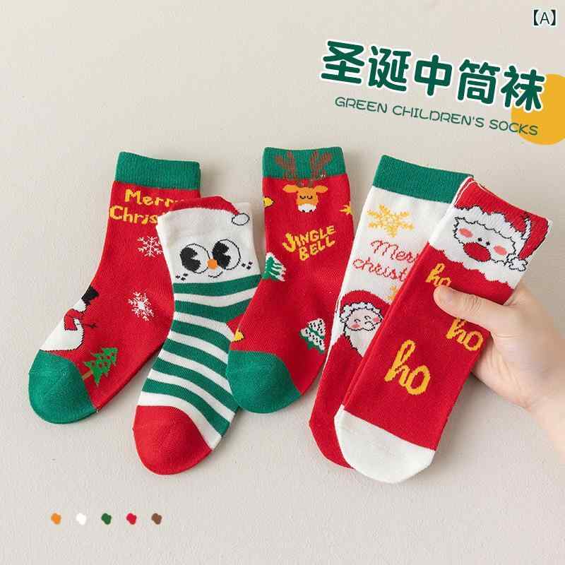靴下 キッズ クリスマス ソックス 秋冬 中筒丈 男の子 女の子 子供 かわいい 綿 快適 通気性 吸汗 スト..