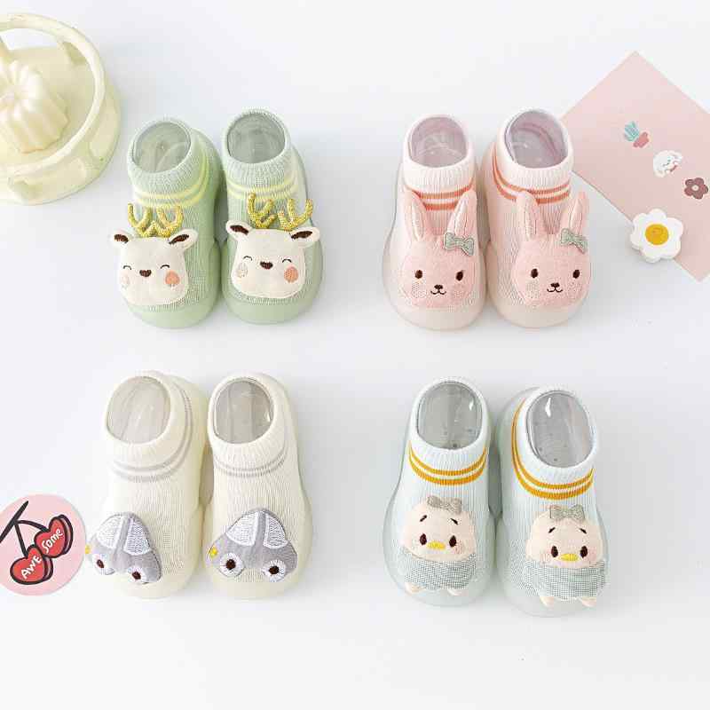 靴下 ベビー キッズ 幼児 子供 靴下 ソックス 滑り止め付き ルームシューズ 春夏 通気性 吸汗 かわいい パステルカラー アニマル柄 鹿 ウサギ 車