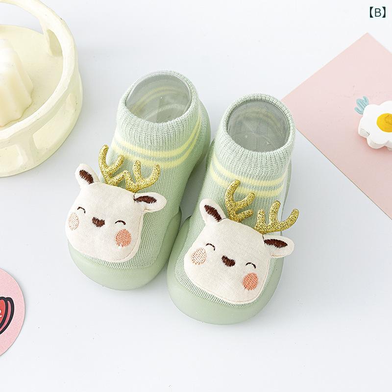 靴下 ベビー キッズ 幼児 子供 靴下 ソックス 滑り止め付き ルームシューズ 春夏 通気性 吸汗 かわいい パステルカラー アニマル柄 鹿 ウサギ 車