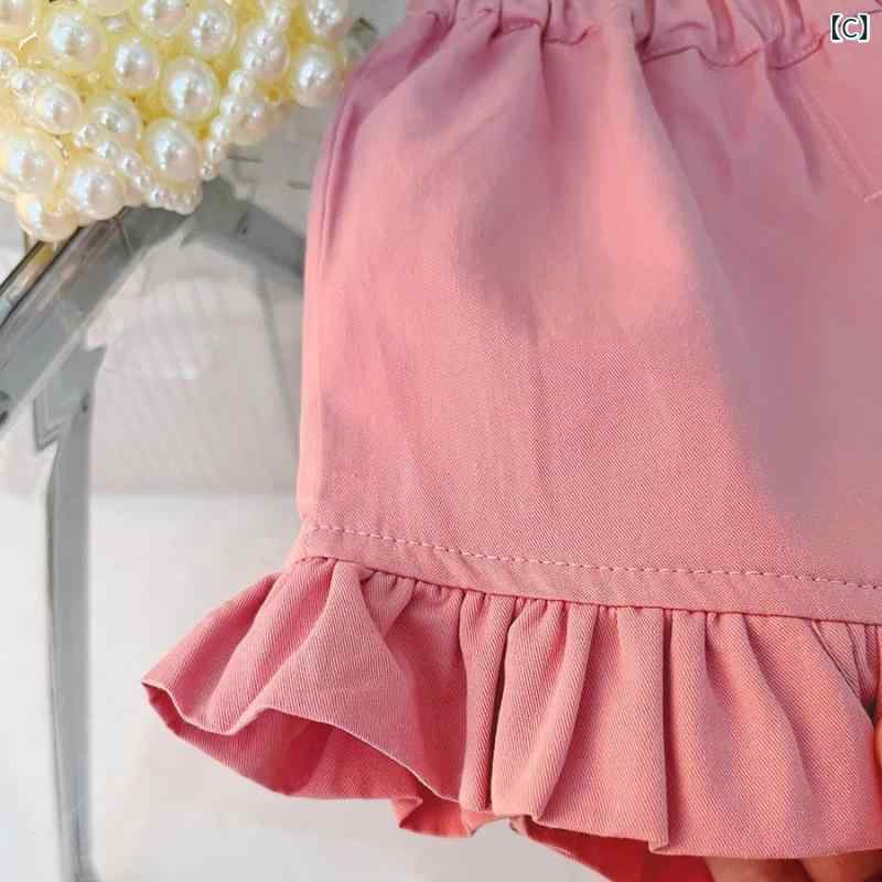 シャドーテールのキッズ ベビー服 女の子 夏物 上下セット コットン ノースリーブ トップス パンツ 2点セット ドット柄 かわいい 赤ちゃん 幼児 薄手 通気性 快適｜アングル3