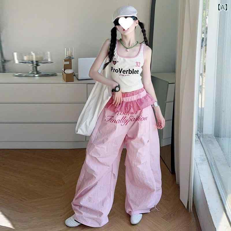 シャドーテールの子供服 セットアップ 女の子 夏 中大童サイズ ノースリーブ トップス ピンク 花柄 レース ワークパンツ 2点 上下セット 綿 薄手 かわいい ガールズ キッズ ジュニア 普段着｜アングル2
