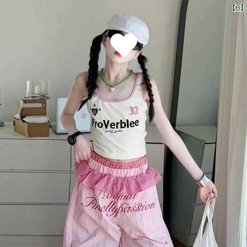 シャドーテールの子供服 セットアップ 女の子 夏 中大童サイズ ノースリーブ トップス ピンク 花柄 レース ワークパンツ 2点 上下セット 綿 薄手 かわいい ガールズ キッズ ジュニア 普段着｜アングル3