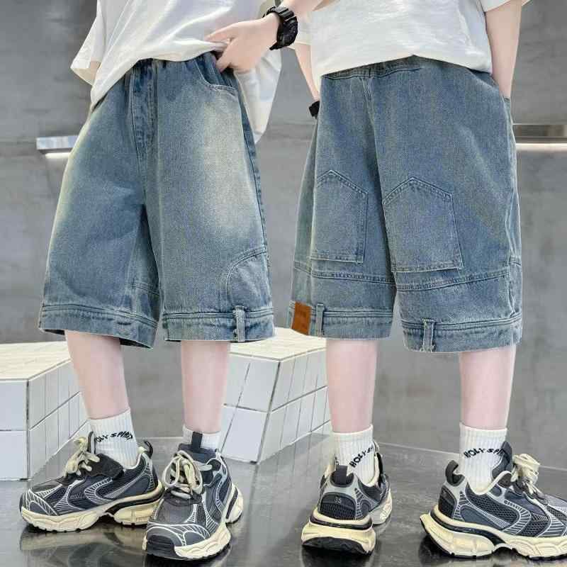 子供服 男の子 夏 デニム ハーフパンツ カーゴパンツ 薄手 中大童 ボーイズ 高学年 普段着 アウトドア 120cm 130cm 140cm 150cm 160cm 170cm