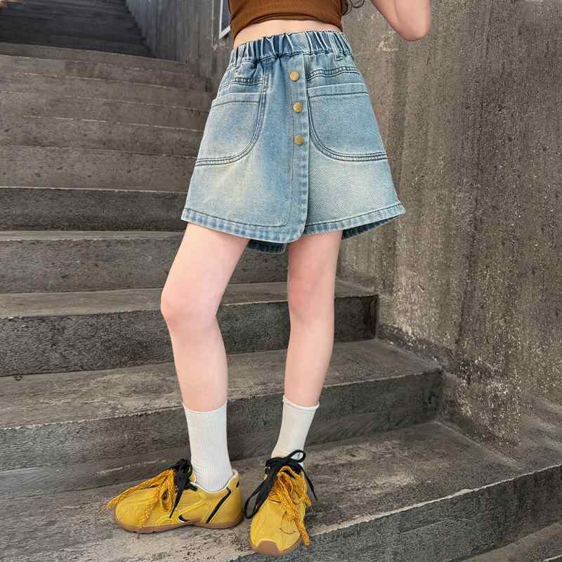 スカート キッズ 女の子 デニムスカート キュロット ショートパンツ 高腰 春夏 子供服 ブルージーンズ かわいい ガールズ おしゃれ 普段着
