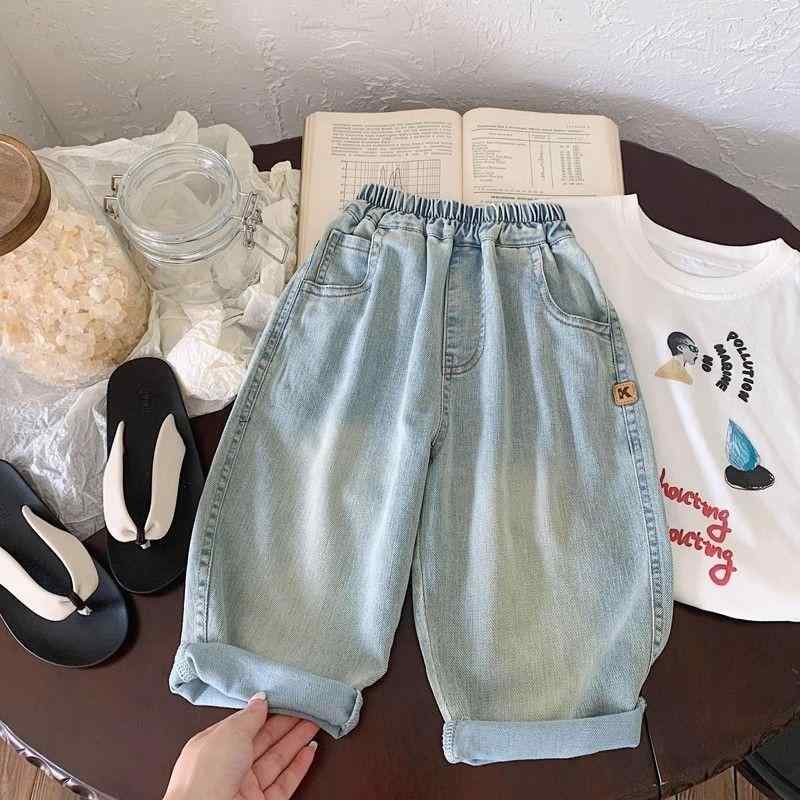 キッズ 長ズボン 薄手 デニム 男の子 子供 接触冷感 柔らかい ズボン 中大童 夏用 普段着 部屋着 8歳以..