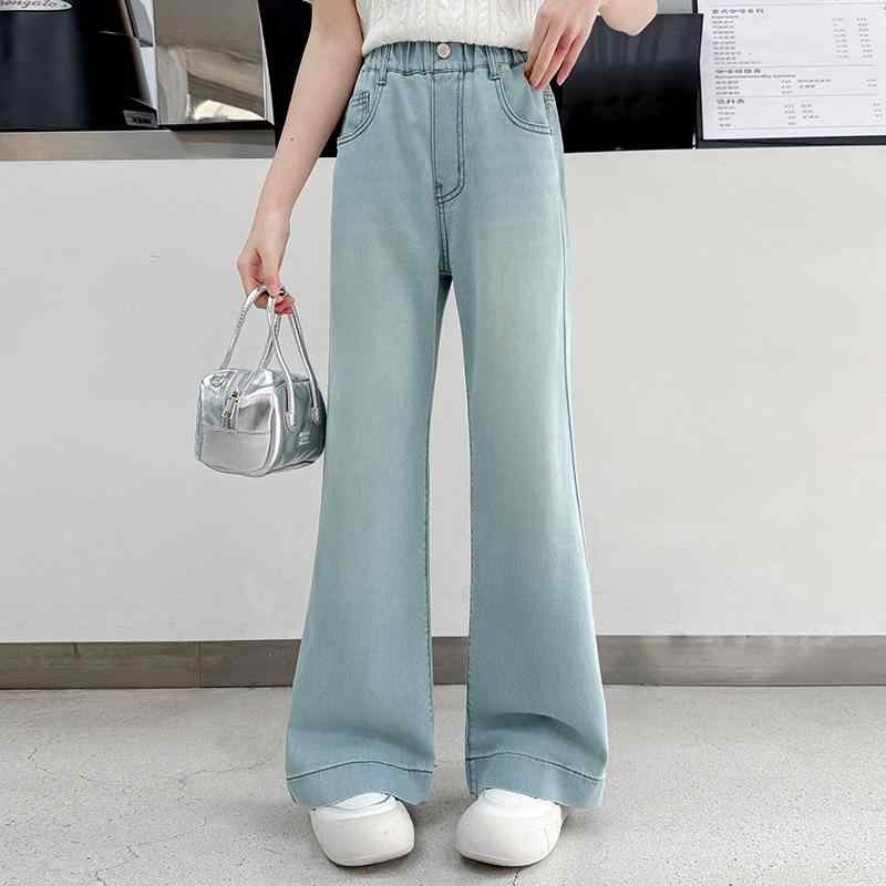 子供服 ジーンズ ワイドパンツ 女の子 ゆったり デニムパンツ バタフライ 薄手 ガールズ 女児 高学年 春夏 普段着 デイリー