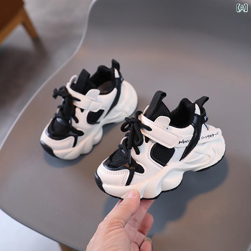 子供靴 キッズ スニーカー 男の子 女の子 メッシュ 運動靴 スポーツシューズ 通気性 柔らかい靴底 春夏..