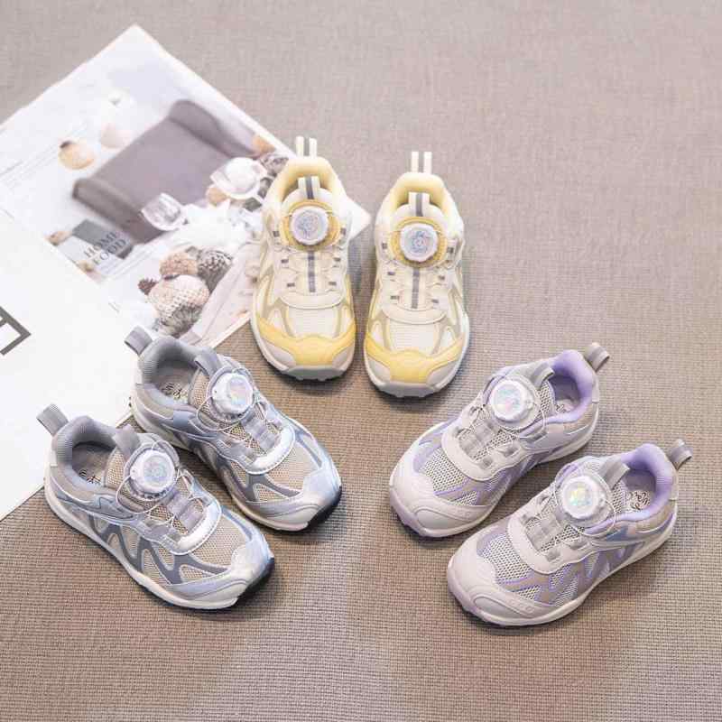 Sneakers - スニーカー キッズ 子供 春秋 運動靴 男の子 女の子 カジュアル 通気性 軽量 快適 軟底 シルバー イエロー パープル