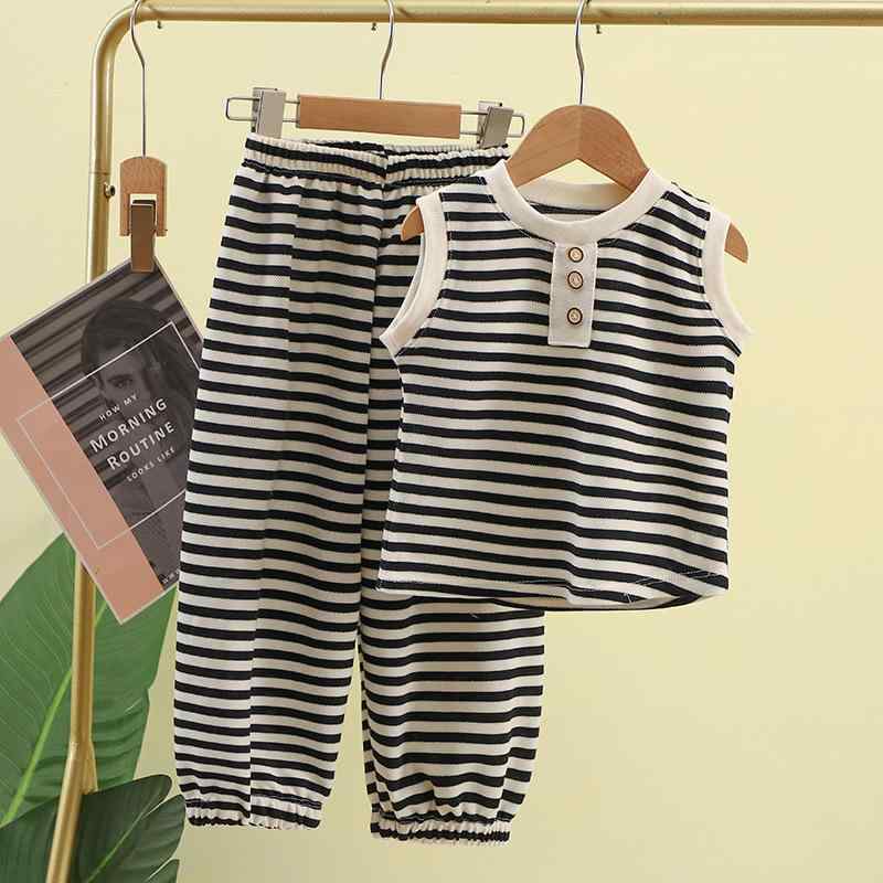 キッズ ガールズ 半袖 Tシャツ & パンツ 3点セット 薄手 子供服 韓国風 春夏 秋 冬 長ズボン 上下セット 普段着 部屋着 かわいい ストライプ