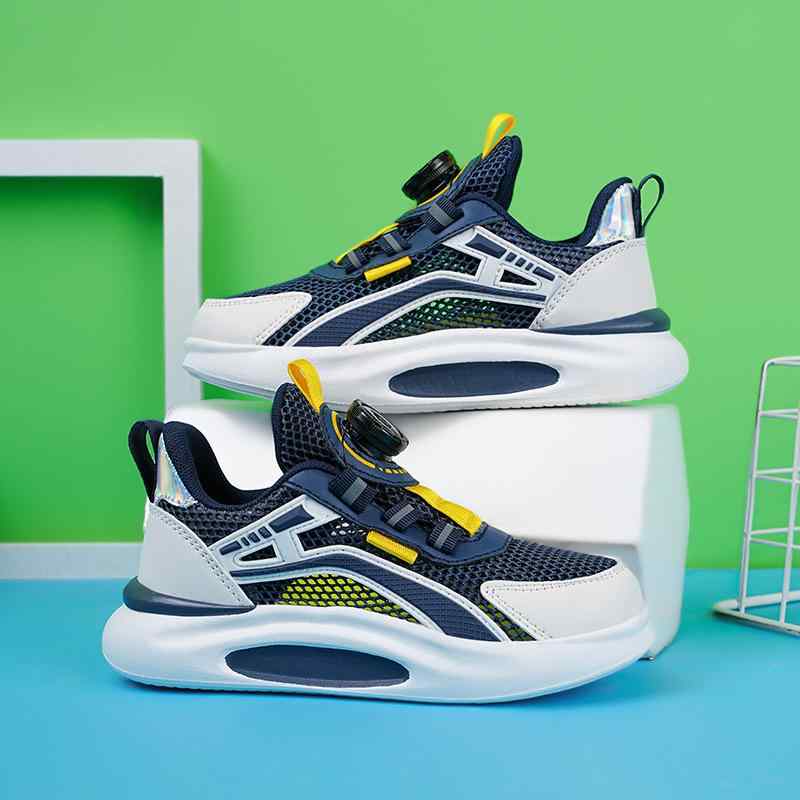 Sneakers - キッズ スニーカー 男の子 女の子 シューズ メッシュ 通気性 運動靴 子供靴 ランニング 深青 黒 白 桃色 水色 軽量 ベルクロ 7歳 8歳 9歳 10歳 11歳 12歳