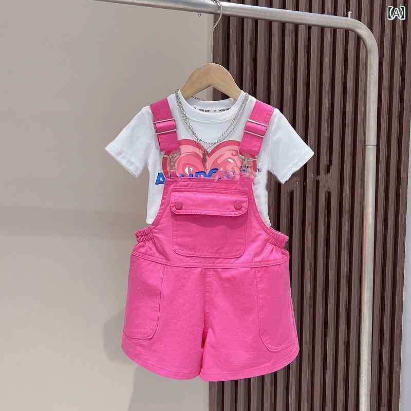 子供服 女の子 オーバーオール ショートパンツ 夏 高学年 薄手 コットン カジュアル 短パン ショーパン 女児 ガールズ 子供 多巴ミン 普段着 高学年
