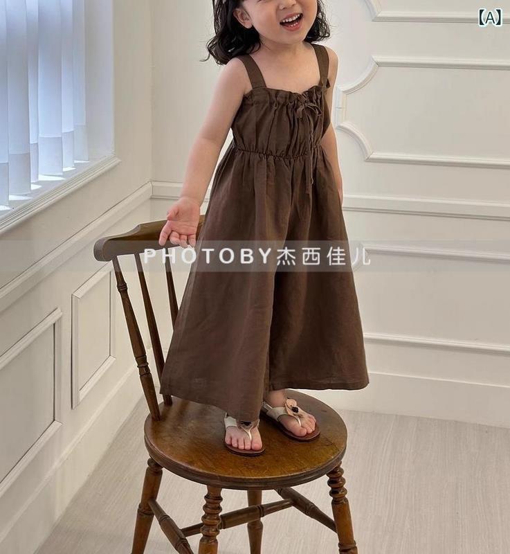 子供服 サロペット パンツ 春夏 女児 ベビー ワイドレッグパンツ かわいい 高ウエ...