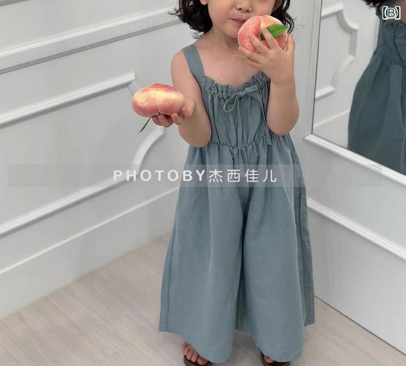 子供服 サロペット パンツ 春夏 女児 ベビー ワイドレッグパンツ かわいい 高ウエ...