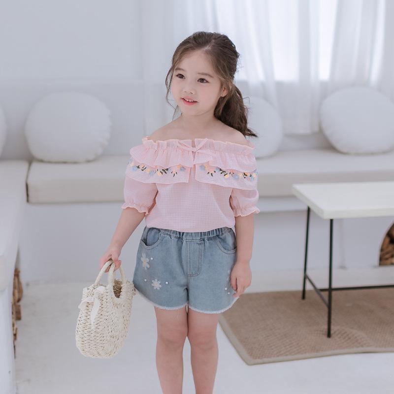 子供服 シャツ 女の子 半袖 露肩 ブラウス 花柄 かわいい 140cm以上 夏 再生繊維 柔らかい